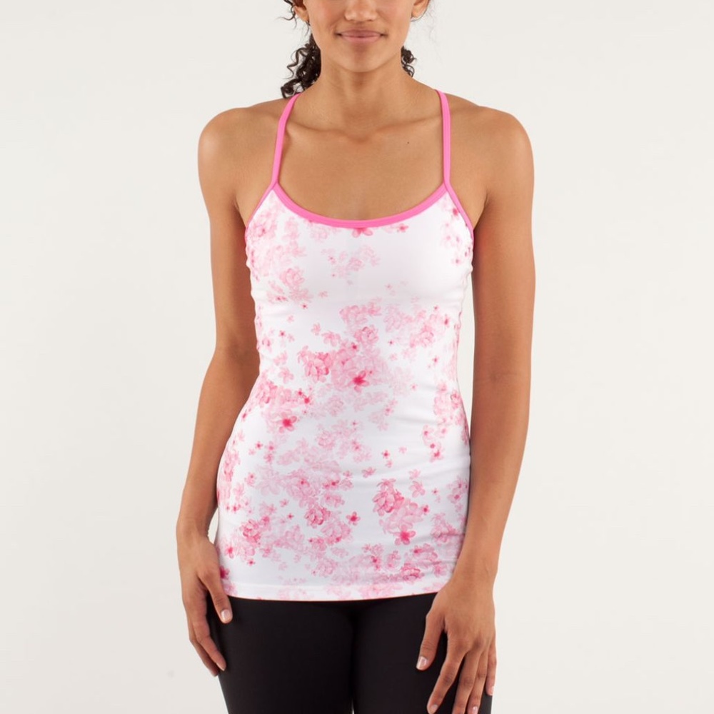 Lululemon Power Y Tank Luon Light Frangipani Parfait Pink White Top